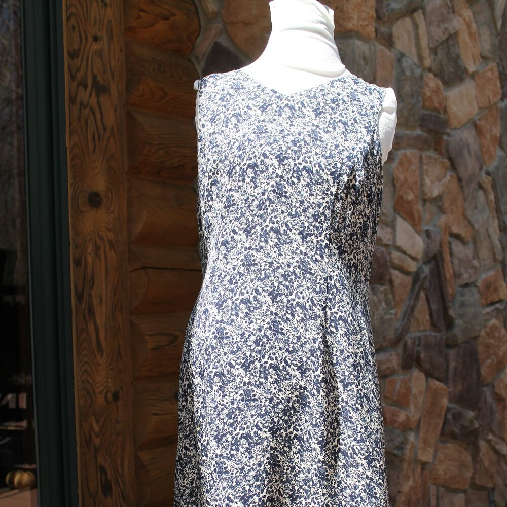 Silk Floral Sleeveless Midi Sheath Dress